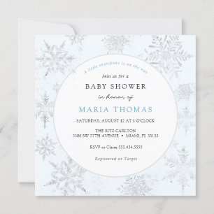 Blue Little Snowflake Baby Shower Invitation