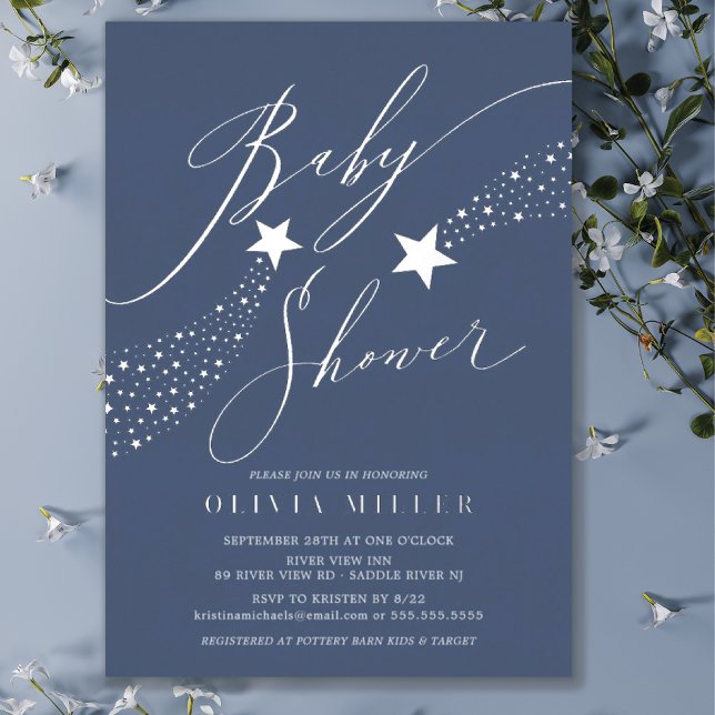 Blue Little Star Foil Invitation (Creator Uploaded)