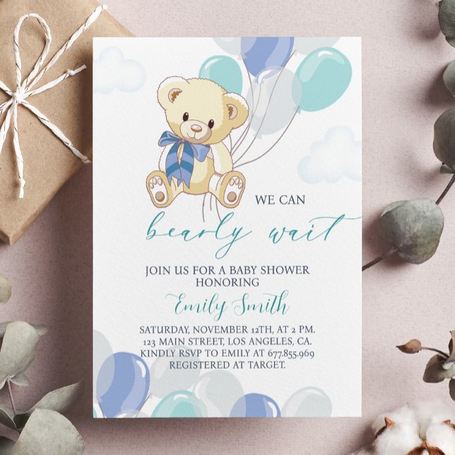 Blue Little Teddy Bear Baby Shower Invitation  (Creator Uploaded)