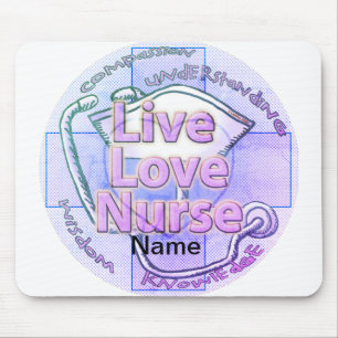 Blue live love nurse  mouse pad