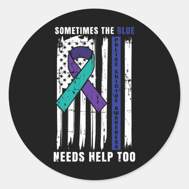 Blue Lives Police Suicide Awareness Law Enforcemen Classic Round Sticker (Front)