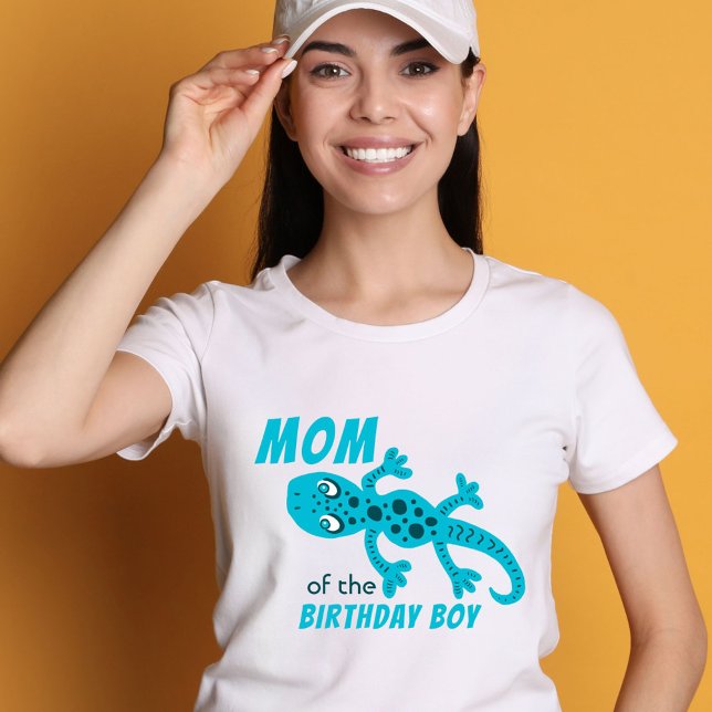 Blue Lizard Gecko Mom of Birthday Boy Mother T-Shirt (Creator Uploaded)
