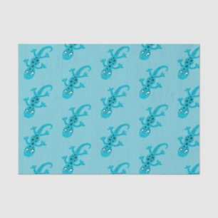 Blue Lizard Gecko on Blue Kids Cute Tissue Paper