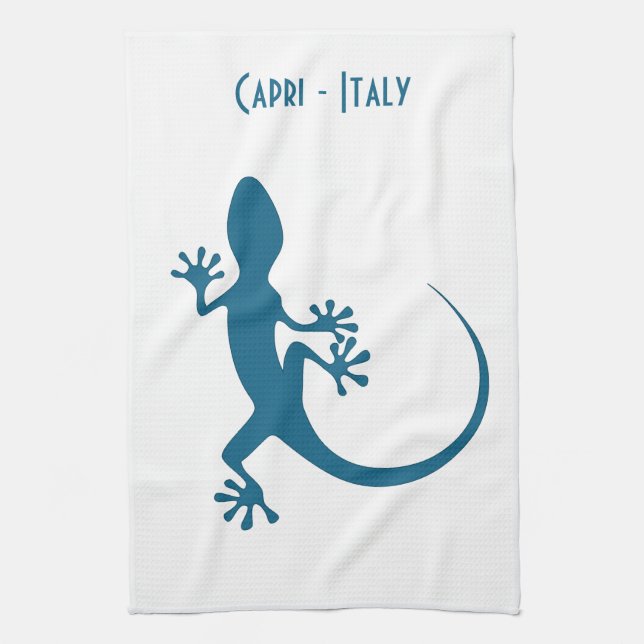 Blue lizard, geko - Faraglioni, Capri, Italy Kitchen Towel (Vertical)