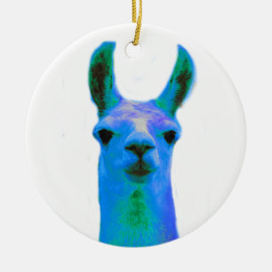 Blue Llama Graphic Ceramic Ornament