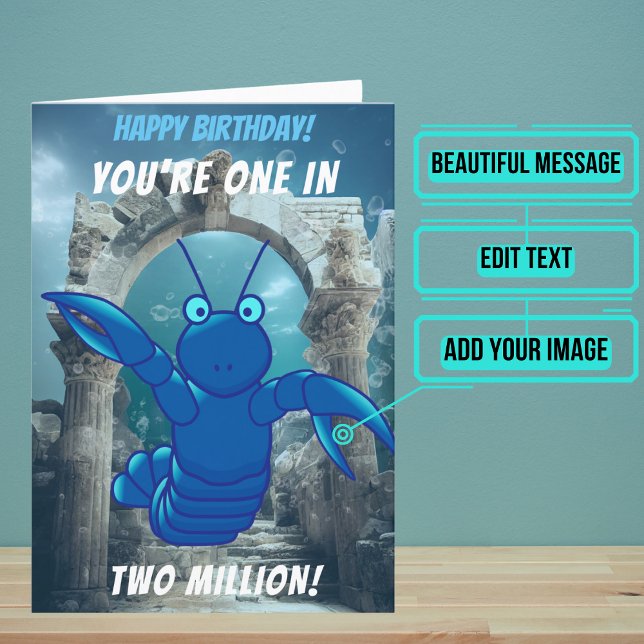 Blue Lobster Birthday Card (If you know of someone just as rare and special as the blue lobster, then this card is for them.)
