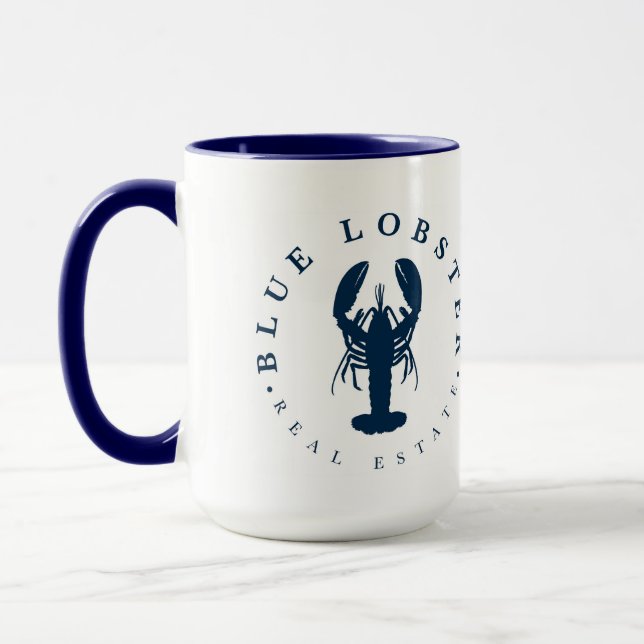 Blue Lobster Immobilier Maine 15oz Grosse Mug (Gauche)