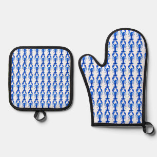 Blue Lobster Oven Mitt & Pot Holder Set