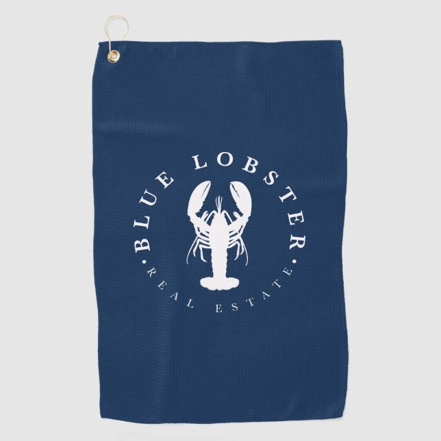 Blue Lobster Real Estate Button Golf Towel (Front)