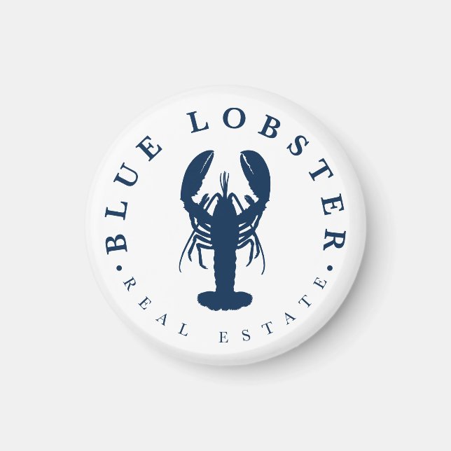Blue Lobster Real Estate Button Magnet (Front)