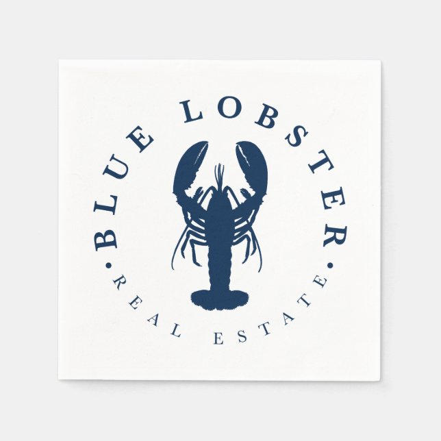 Blue Lobster Real Estate Button Napkin (Front)