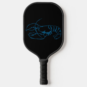Blue Lobster Sea Animal Simple Outline Drawing Art Pickleball Paddle