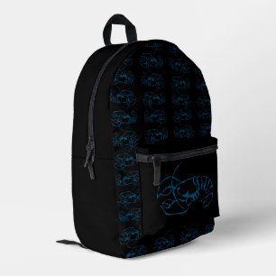 Blue Lobster Sea Animal Simple Outline Drawing Art Printed Backpack