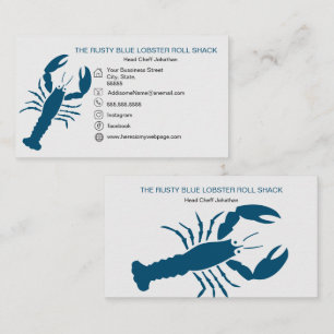 Blue Lobster Seafood Black White Simple Nautical B Business Card