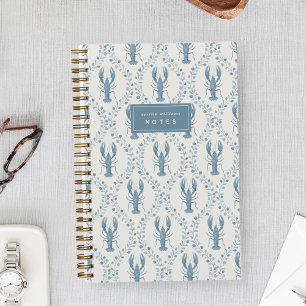 Blue Lobster Trellis Personalized Notebook