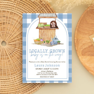 Blue Locally Grown Baby Shower Invitation
