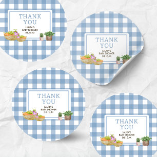 Blue Locally Grown Farmers Market Baby Shower Classic Round Sticker