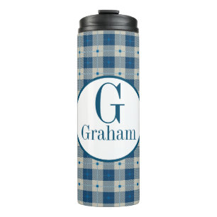Blue Lodge Plaid Monogram   Thermal Tumbler
