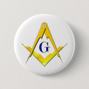 Blue Lodge Square & Compasses 2 Inch Round Button