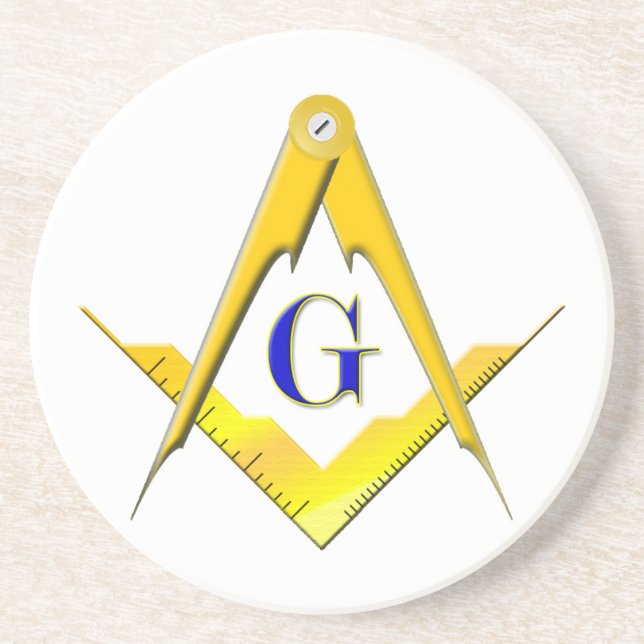 Blue Lodge Square & Compasses Coaster (Front)