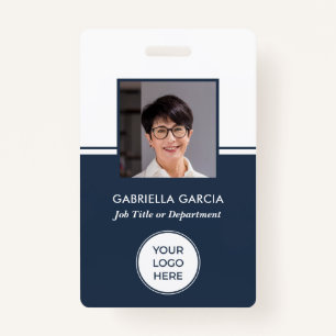 Blue Logo Company QR Code Photo ID Badge