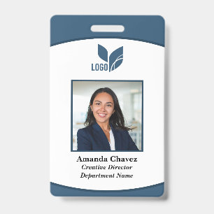 Blue Logo Photo Barcode Employee Badge