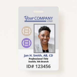 Blue Logo Photo ID Employee Entry Key Card Badge
