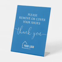 Blue Logo Real Estate Remove Shoes Pedestal Sign