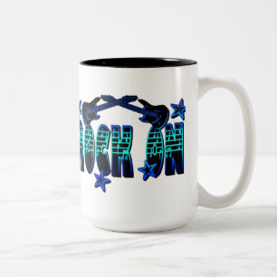 Blue Logo Rock On Guitars & Stars Mug