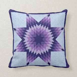 Blue Lone Star Quilt Design Throw Pillow