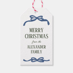 Blue Looping Bows Christmas Holiday Gift Tags