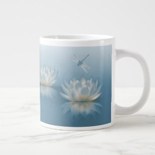 Blue Lotus and Dragonfly Jumbo Mug