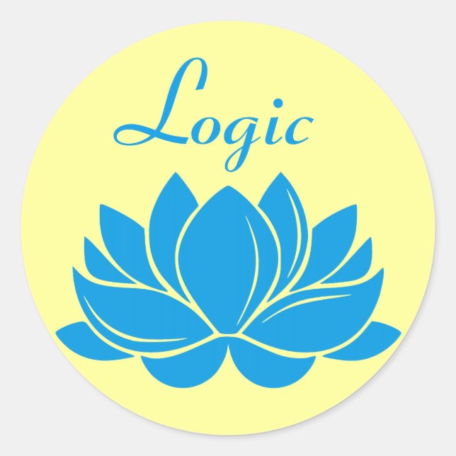 Blue Lotus Blossom Logic Classic Round Sticker (Front)