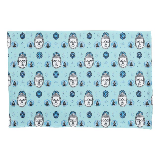 Blue Lotus Buddha Pillowcases, Standard Size Pillowcase (Front-Left)