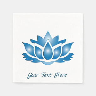 Blue Lotus Design with Personalized Text Napkin