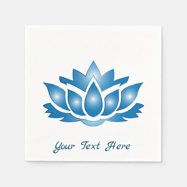 Blue Lotus Design with Personalized Text Napkin (Front)