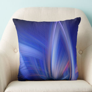 Blue Lotus Elegant Modern Abstract Light Art Throw Pillow