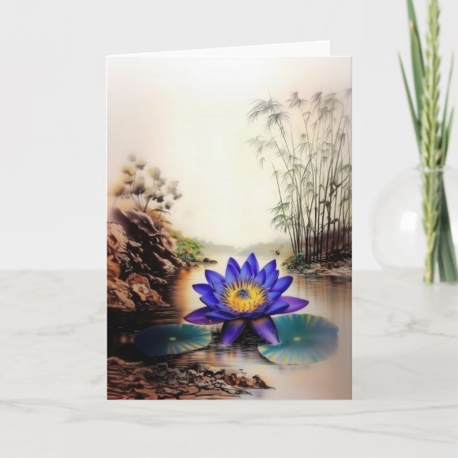 Blue Lotus Emerging from Muddy Waters (Vietnamese) Note Card (Front)
