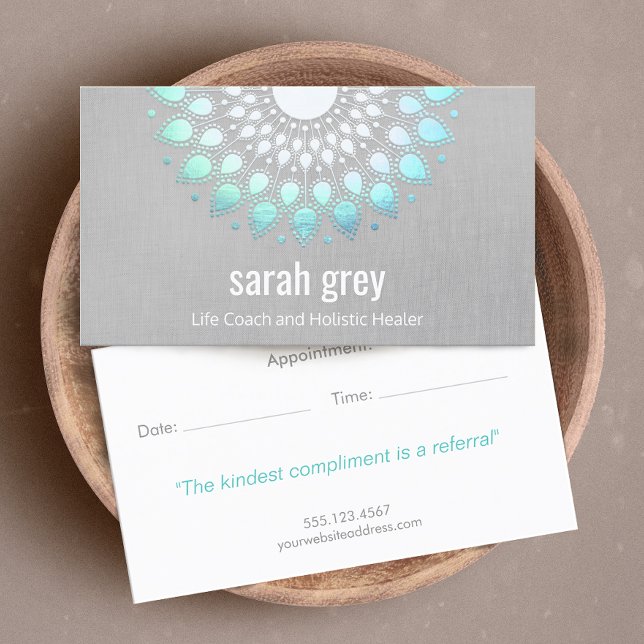 Blue Lotus Floral Holistic Health Appointment Card (Creator Uploaded)