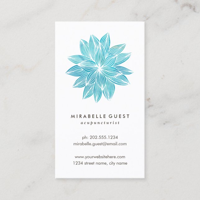 Blue Lotus | Floral Watercolor Business Card (Front)