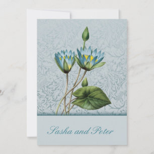 Blue Lotus Floral Wedding Invitation