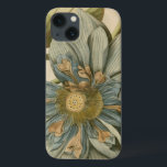 Blue Lotus Flower on Tan Background with Writing iPhone 13 Case<br><div class="desc">A beautiful blue lotus flower in full bloom is the focus of this piece. The yellow centre is almost hypnotizing in its glory. Add a little elegance to your home with this print!</div>