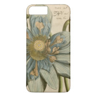 Blue Lotus Flower on Tan Background with Writing