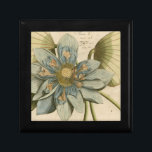 Blue Lotus Flower on Tan Background with Writing Gift Box<br><div class="desc">A beautiful blue lotus flower in full bloom is the focus of this piece. The yellow centre is almost hypnotizing in its glory. Add a little elegance to your home with this print!</div>