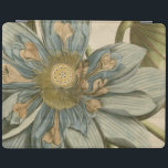 Blue Lotus Flower on Tan Background with Writing iPad Cover<br><div class="desc">A beautiful blue lotus flower in full bloom is the focus of this piece. The yellow centre is almost hypnotizing in its glory. Add a little elegance to your home with this print!</div>