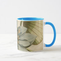 Blue Lotus Flower on Tan Background with Writing