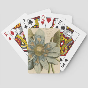 Blue Lotus Flower on Tan Background with Writing Playing Cards