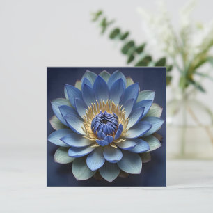 Blue Lotus Flower Spiritual Zen Art Personalized  Holiday Card
