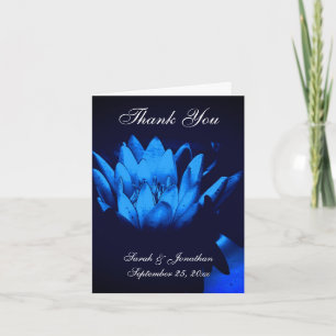 Blue Lotus Lily Flower Personalized Wedding  Thank You Card