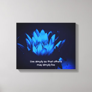 Blue Lotus Live Simply Inspirational Quote Canvas Print